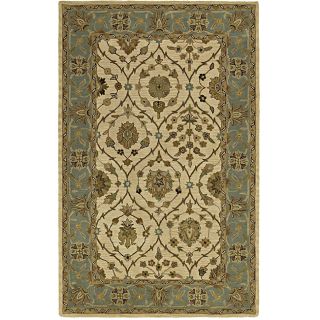 Handmade Khazana Ivory Jefferson Linen Wool Rug (5 X 7.6)