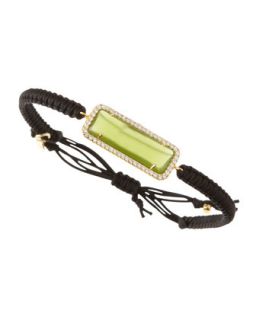 Cabochon/Silk Drawstring Bracelet, Olive