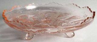 Unknown Crystal Stag & Holly Pink 3 Toed Footed Bowl   Reproduction, Stag & Holl