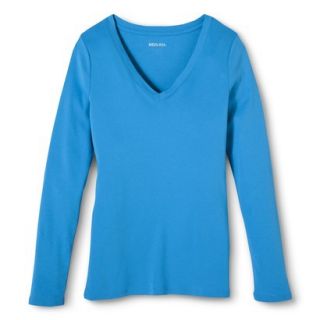 Womens Ultimate Long Sleeve V Neck Tee   Brilliant Blue   L