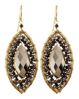 Marquise Drop Crystal Earrings, Bronze