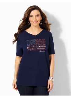 Catherines Plus Size Flag Tee   Womens Size 0X, Mariner Navy