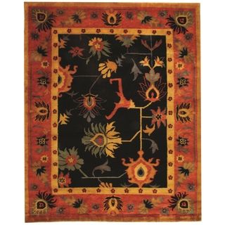 Safavieh Hand knotted Ancient Weave Black/ Red Wool Rug (9 X 12)