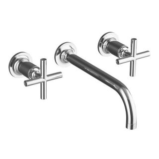 Kohler K t14414 3 cp Polished Chrome Purist Two handle Wall mount Lavatory Faucet Trim With 9, 90 degree Angle Spout And Cross