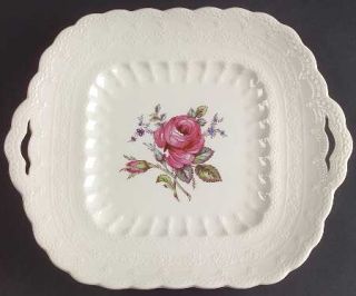 Spode Billingsley Rose Pink (2/8867,Newer) Square Handled Cake Plate, Fine China