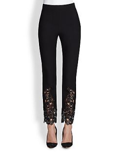 HONOR Daisy Lace Trimmed Pants   Black