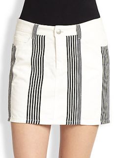 See by Chloe Striped Denim Skirt   White Black