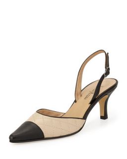 Lali Two Tone Quilted Cap Toe Slingback Sandal, Pudding/Black