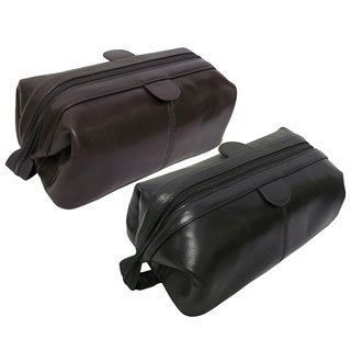 Amerileather Zip Top Leather Toiletry Bag