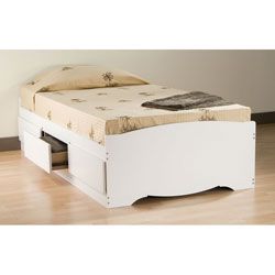 White Twin Mates Platform Storage Bed With 3 Drawers