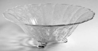 Cambridge Rose Point Clear 3 Toed Footed Bowl   Stem 3121,Clear,Etched