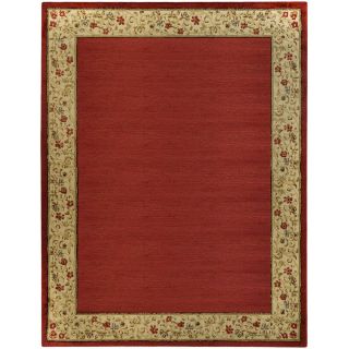 Pasha Collection Solid French Border Red Ivory 33 X 5 Area Rug