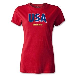 hidden CONCACAF Gold Cup 2013 Womens USA T Shirt (Red)