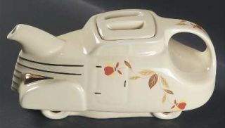 Hall Autumn Leaf Automobile Teapot & Lid, Fine China Dinnerware   Orange/Yellow