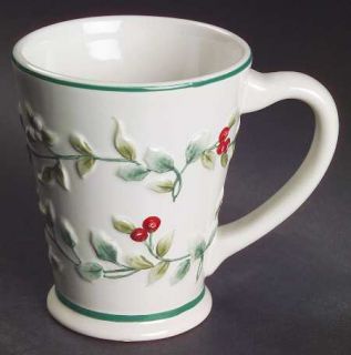 Pfaltzgraff Winterberry Embossed Mug, Fine China Dinnerware   Stoneware,Green Ho