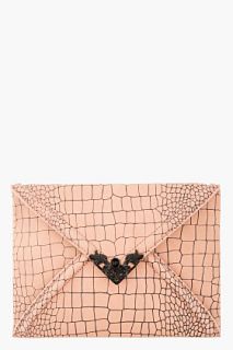 Mcq Alexander Mcqueen Rose Croc Etched Leather Envelope Clutch