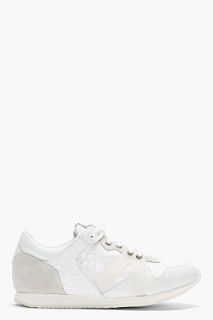 Mcq Alexander Mcqueen White Croc_embossed Leather Running Shoes