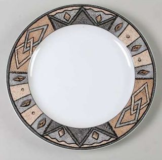 Furio Madrid 12 Chop Plate/Round Platter, Fine China Dinnerware   Black, Tan &