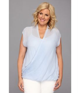 DKNY Jeans Plus Size High Low Wrap Top Womens Sleeveless (Blue)