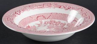 Allertons Willow Pink Rim Cereal Bowl, Fine China Dinnerware   Pink Scenes,