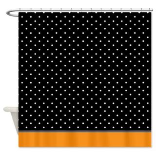  Black And White Dots Orange Trim Shower Curtain  Use code FREECART at Checkout