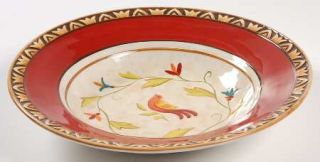 Fitz & Floyd Global Market Red Floral Large Rim Soup Bowl, Fine China Dinnerware