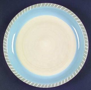 Dansk Sundial Morning Sky Dinner Plate, Fine China Dinnerware   Gray/White Strip