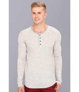 7 For All Mankind Waffle Henley Mens Long Sleeve Pullover (Gray)