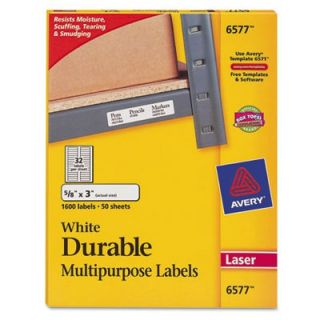 Avery Labels Permanent Durable ID Laser Labels, 5/8 x 3, White (6577)