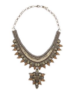 Sequin & Crystal Pendant Bib Necklace
