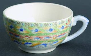 Gien Raphael Flat Cup, Fine China Dinnerware   Orange/Blue/Green Band, Wings, Ch