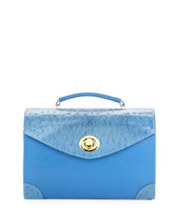 Fallon Ostrich Embossed Jewelry Case, Blue