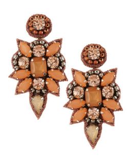 Crystal Cluster Drop Earrings, Peach