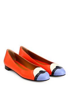 Fendi Monster Leather Ballet Flats   Poppy