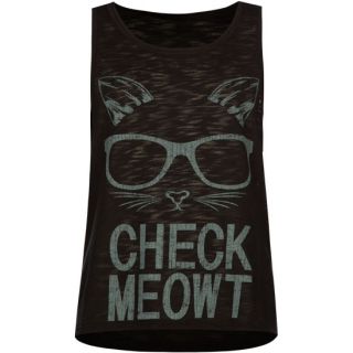 Check Meowt Girls Muscle Tank Black In Sizes X Small, Medium, X Large