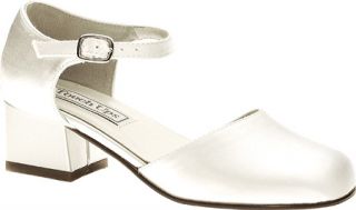 Girls Touch Ups Clarissa   White Satin Pageant Shoes