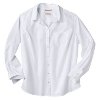 Merona Womens Plus Size Long Sleeve Button Down Shirt   White 3