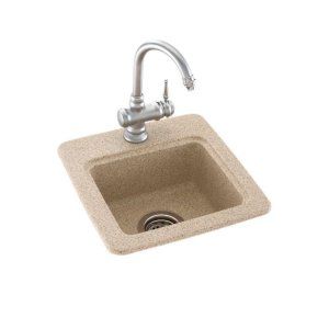 Swanstone BS01515.060 Universal Dual Mount Composite 15x15x6 1 Hole Bar Sink in