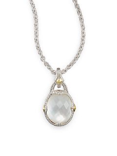 Rock Quartz Crystal, Mother of Pearl, Sterling Silver and 18K Yello