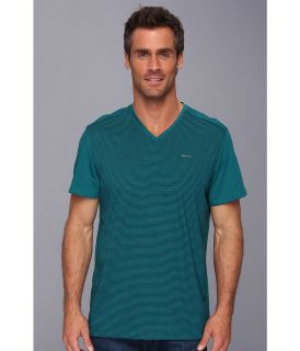 Calvin Klein S/S Jersey Stripe V Neck Tee Mens Short Sleeve Pullover (Navy)