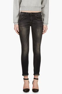 R13 Black Distressed Kate Skinny Jeans