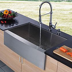Vigo Farmhouse Stainless Steel Kitchen Sink/ Faucet/ Dispenser