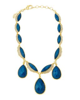 Resin Marquise & Pave Crystal Necklace, Blue
