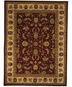 Handmade Isfahan Burgundy/ Ivory Wool And Silk Rug (96 X 136)