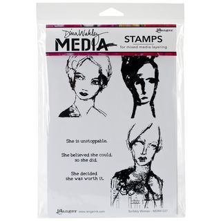 Dina Wakley Media Cling Stamps 6x9 scribbly Women
