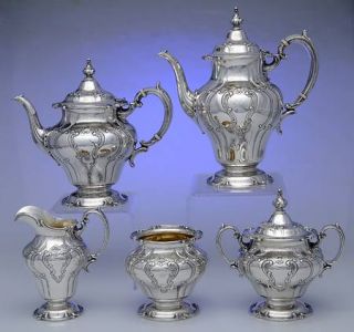 Gorham Chantilly Duchess (Sterling Hollowware) 5 Piece Tea Set with Waste Bowl  