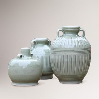 Novica Sawanhkalok Meadows Celadon Ceramic Vase Set   World Market