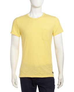 Crew Neck Pocket T Shirt, Popcorn Yellow