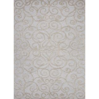 Transitional Floral Blue Wool/ Silk Tufted Rug (36 X 56)