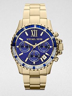 Michael Kors Crystal & Goldtone Stainless Steel Chronograph Watch   Gold Blue
